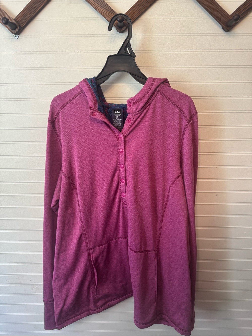 Women's REI Pink Hooded Snap-Front Sweatshirt/Jacket EUC